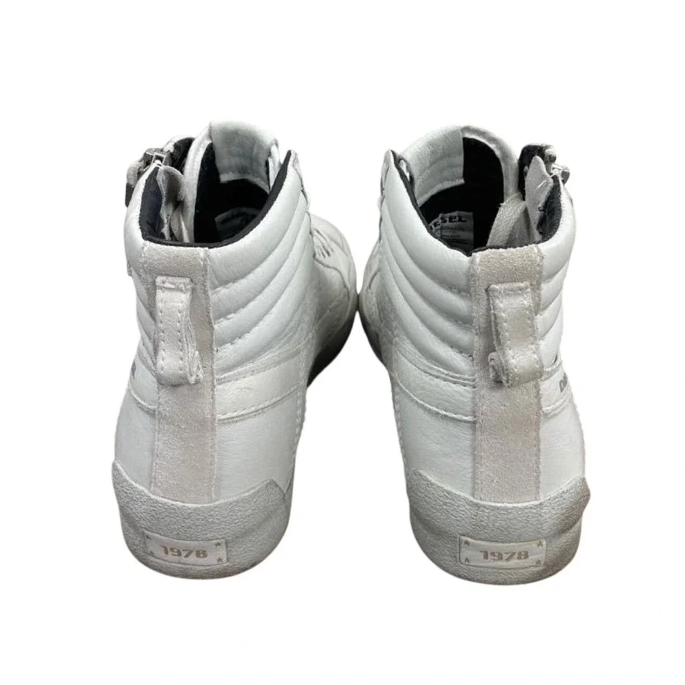 Diesel D-String Plus White Leather High Top Sneakers Mens 8 Y01169 P0878‎ T1003